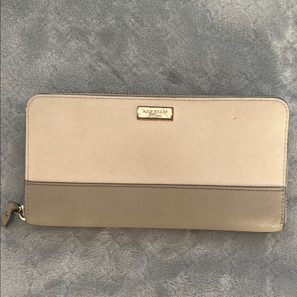Kate Spade Cream and Tan Zip-Around Wallet